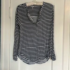Navy and white striped blouse